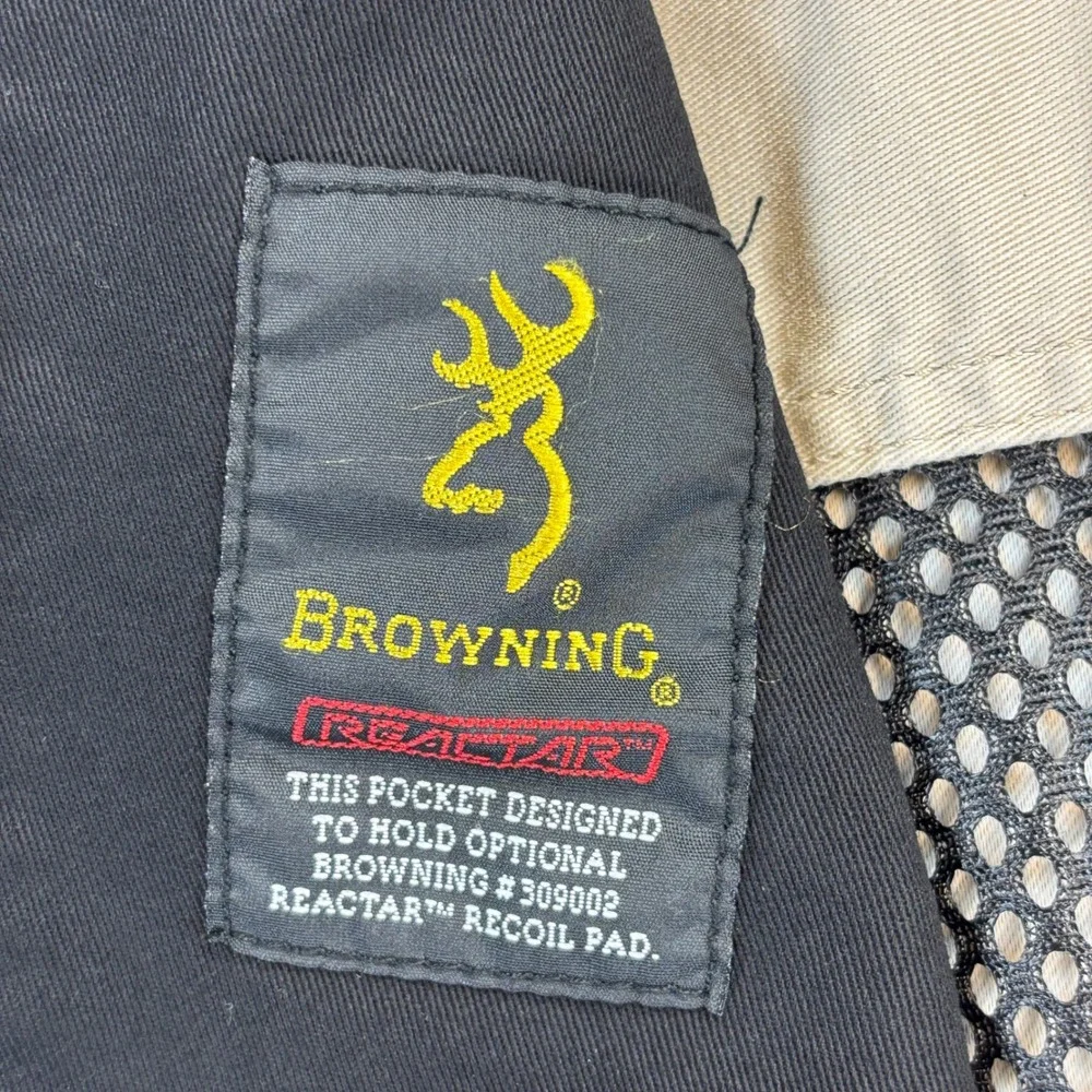 Browning Trapper Creek Shooting Vest Men Small Tan Black Mesh Hunting Clay Sport